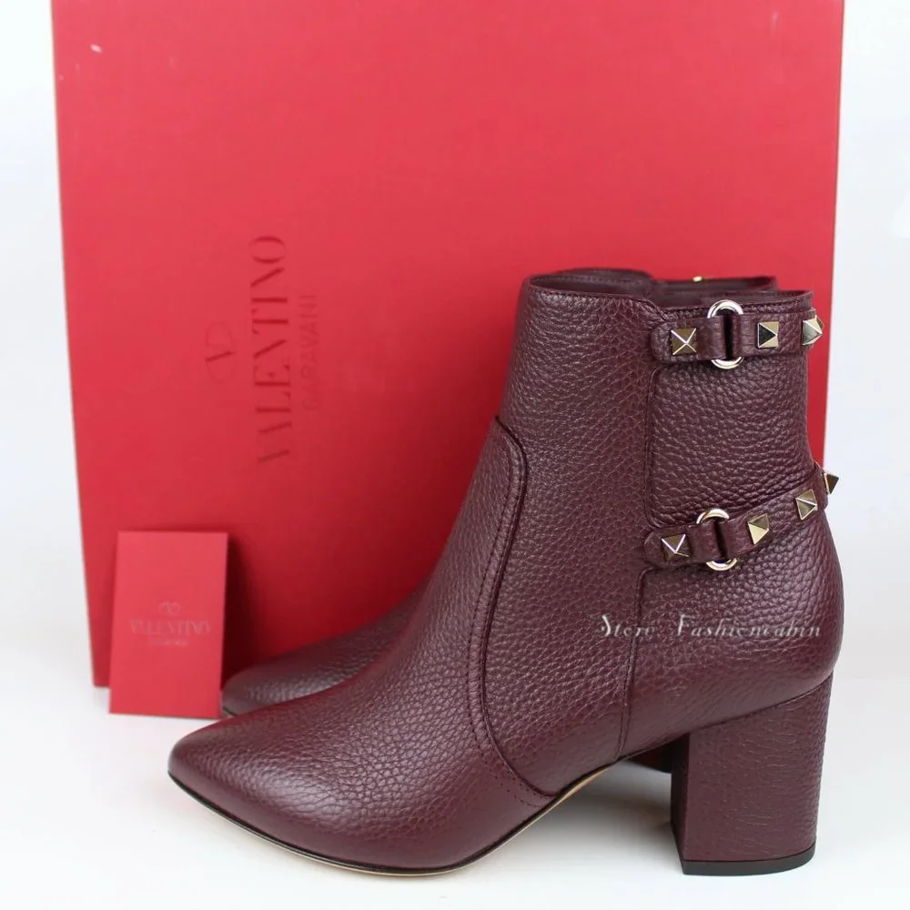 NEW Valentino Garavani Rockstud Leather Booties
